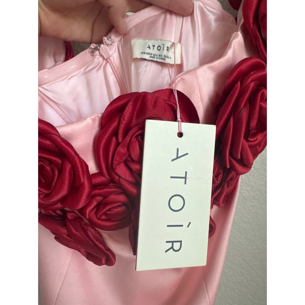 Atoir Pink Mini Dress with Red Rose Appliqués - Picture 9 of 12